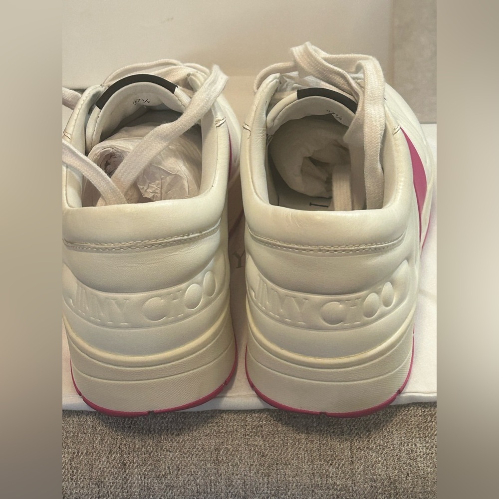 PRISTINE Jimmy Choo Hawaii Leather Stripe Flatform Sneakers - Picture 10 of 12